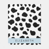 Afdrukken van koe, Koeien, zwart-wit, Jouw naam Fleece Deken (Voorkant)