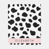 Afdrukken van koe, Koeien, zwart-wit, Jouw naam Fleece Deken (Voorkant)