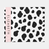 Afdrukken van koe, Koeien, zwart-wit, Jouw naam Fleece Deken (Voorkant (Horizontaal))