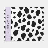 Afdrukken van koe, Koeien, zwart-wit, Jouw naam Fleece Deken (Voorkant (Horizontaal))