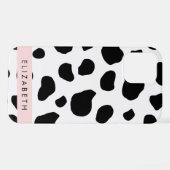 Afdrukken van koe, Koeien, zwart-wit, Jouw naam iPhone Hoesje (Achterkant horizontaal)