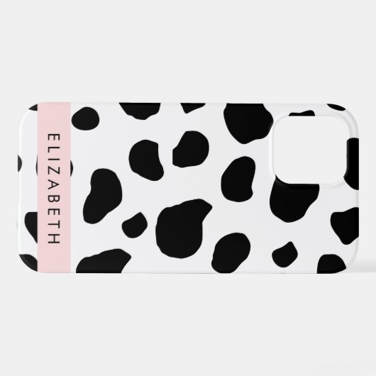 Afdrukken van koe, Koeien, zwart-wit, Jouw naam iPhone Hoesje (Achterkant horizontaal)
