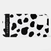 Afdrukken van koe, Koeien, zwart-wit, Jouw naam iPhone Hoesje (Achterkant horizontaal)