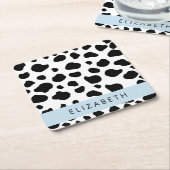 Afdrukken van koe, Koeien, zwart-wit, Jouw naam Kartonnen Onderzetters (Schuin)