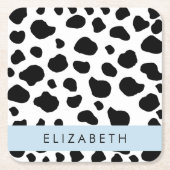 Afdrukken van koe, Koeien, zwart-wit, Jouw naam Kartonnen Onderzetters (Voorkant)