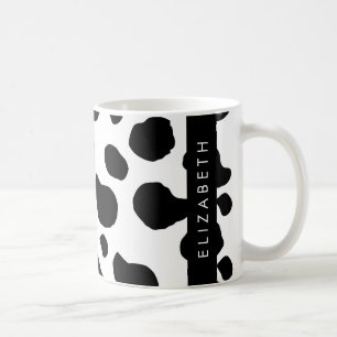 Afdrukken van koe, Koeien, zwart-wit, Jouw naam Koffiemok