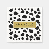 Afdrukken van koe, Koeien, zwart-wit, Jouw naam Servet (Voorkant)