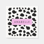 Afdrukken van koe, Koeien, zwart-wit, Jouw naam Servet (Voorkant)