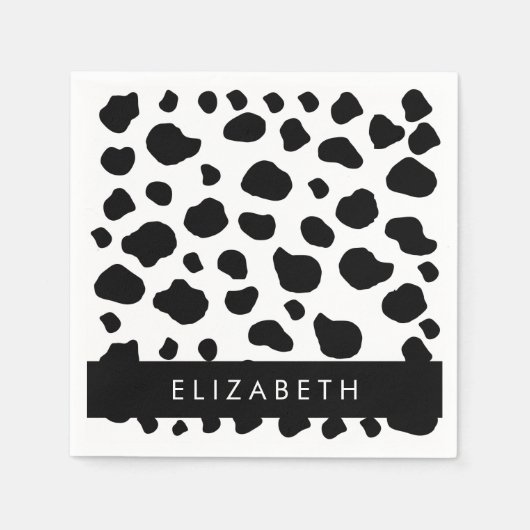 Afdrukken van koe, Koeien, zwart-wit, Jouw naam Servet (Voorkant)