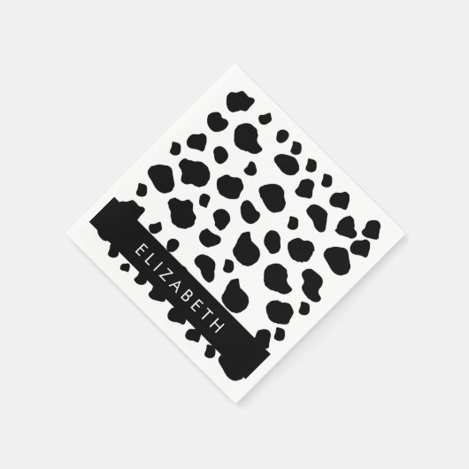 Afdrukken van koe, Koeien, zwart-wit, Jouw naam Servet (Hoek)