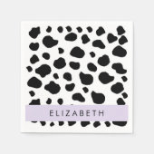 Afdrukken van koe, Koeien, zwart-wit, Jouw naam Servet (Voorkant)