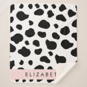 Afdrukken van koe, Koeien, zwart-wit, Jouw naam Sherpa Deken (Voorkant)