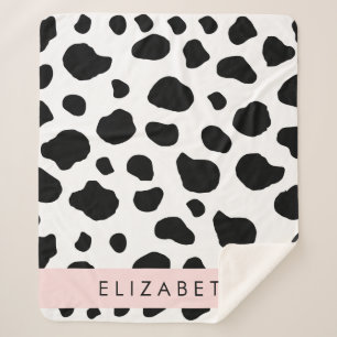 Afdrukken van koe, Koeien, zwart-wit, Jouw naam Sherpa Deken