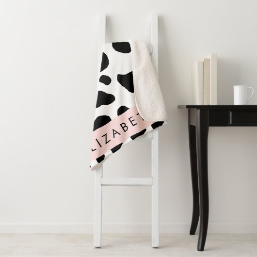 Afdrukken van koe, Koeien, zwart-wit, Jouw naam Sherpa Deken (In situ)