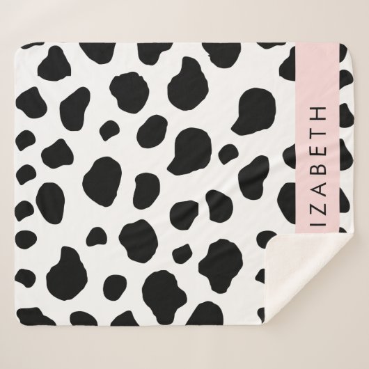 Afdrukken van koe, Koeien, zwart-wit, Jouw naam Sherpa Deken (Voorkant (horizontaal))