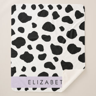 Afdrukken van koe, Koeien, zwart-wit, Jouw naam Sherpa Deken