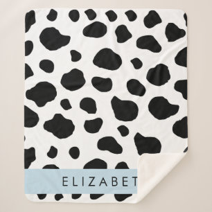 Afdrukken van koe, Koeien, zwart-wit, Jouw naam Sherpa Deken