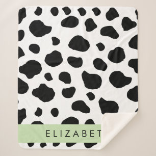Afdrukken van koe, Koeien, zwart-wit, Jouw naam Sherpa Deken