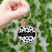 Afdrukken van koe, Koeien, zwart-wit, Jouw naam Sleutelhanger (Hand)