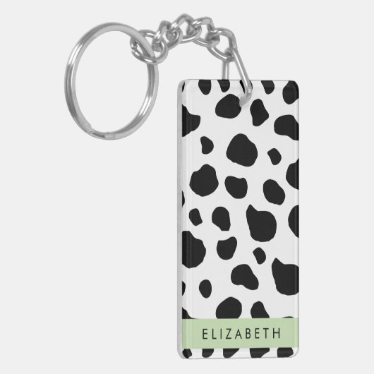 Afdrukken van koe, Koeien, zwart-wit, Jouw naam Sleutelhanger (Voorkant Links)