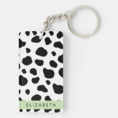 Afdrukken van koe, Koeien, zwart-wit, Jouw naam Sleutelhanger (achterkant)