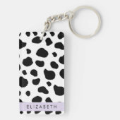Afdrukken van koe, Koeien, zwart-wit, Jouw naam Sleutelhanger (achterkant)
