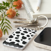 Afdrukken van koe, Koeien, zwart-wit, Jouw naam Sleutelhanger (Voorkant Rechts)