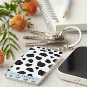 Afdrukken van koe, Koeien, zwart-wit, Jouw naam Sleutelhanger (Voorkant Rechts)