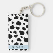 Afdrukken van koe, Koeien, zwart-wit, Jouw naam Sleutelhanger (achterkant)
