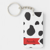 Afdrukken van koe, Koeien, zwart-wit, Jouw naam Sleutelhanger (Voorkant)
