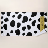 Afdrukken van koe, Koeien, zwart-wit, Jouw naam Strandlaken (Voorkant)