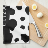 Afdrukken van koe, Koeien, zwart-wit, Jouw naam Theedoek (Quarter Fold)