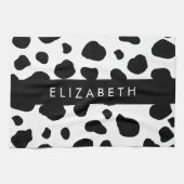 Afdrukken van koe, Koeien, zwart-wit, Jouw naam Theedoek (Horizontaal)