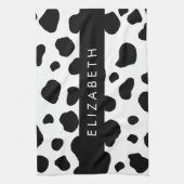 Afdrukken van koe, Koeien, zwart-wit, Jouw naam Theedoek (Verticaal)