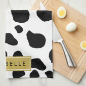 Afdrukken van koe, Koeien, zwart-wit, Jouw naam Theedoek (Quarter Fold)