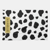 Afdrukken van koe, Koeien, zwart-wit, Jouw naam Theedoek (Horizontaal)