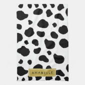 Afdrukken van koe, Koeien, zwart-wit, Jouw naam Theedoek (Verticaal)