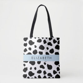 Afdrukken van koe, Koeien, zwart-wit, Jouw naam Tote Bag