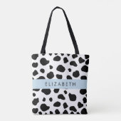 Afdrukken van koe, Koeien, zwart-wit, Jouw naam Tote Bag (Achterkant)