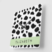 Afdrukken van koe, Koeien, zwart-wit, Jouw naam Vierkante Klok (Hoek)