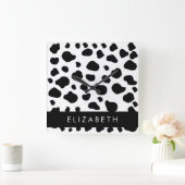 Afdrukken van koe, Koeien, zwart-wit, Jouw naam Vierkante Klok (Huis)