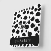 Afdrukken van koe, Koeien, zwart-wit, Jouw naam Vierkante Klok (Hoek)