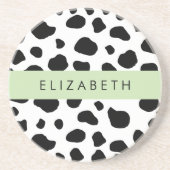 Afdrukken van koe, Koeien, zwart-wit, Jouw naam Zandsteen Onderzetter (Voorkant)