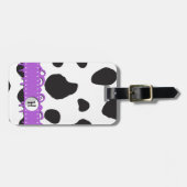 Afdrukken van koe, Koeien, zwart-wit, monogram Bagagelabel (Voorkant horizontaal)