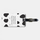 Afdrukken van koe, Koeien, zwart-wit, monogram Bagagelabel (Achterkant horizontaal)