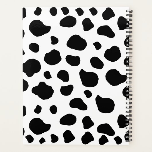 Afdrukken van koe, Koeien, zwart-wit, monogram Planner (Achterkant)
