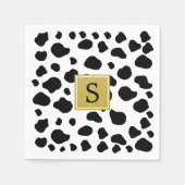 Afdrukken van koe, Koeien, zwart-wit, monogram Servet (Voorkant)