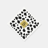 Afdrukken van koe, Koeien, zwart-wit, monogram Servet (Hoek)