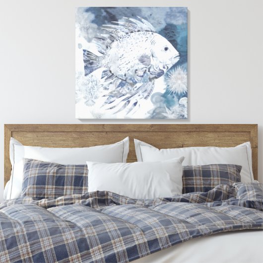 Afdrukken van kustboho Fish Canvas (Insitu (Slaapkamer))