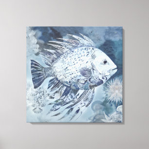 Afdrukken van kustboho Fish Canvas